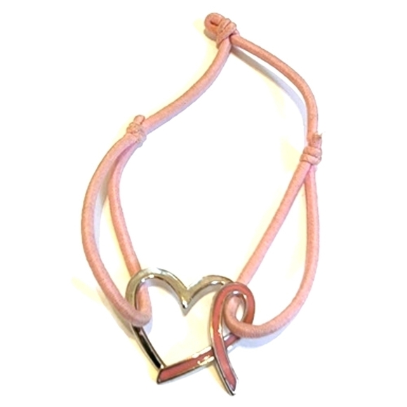 breast cancer heart bracelet. elastic band - Picture 1 of 3